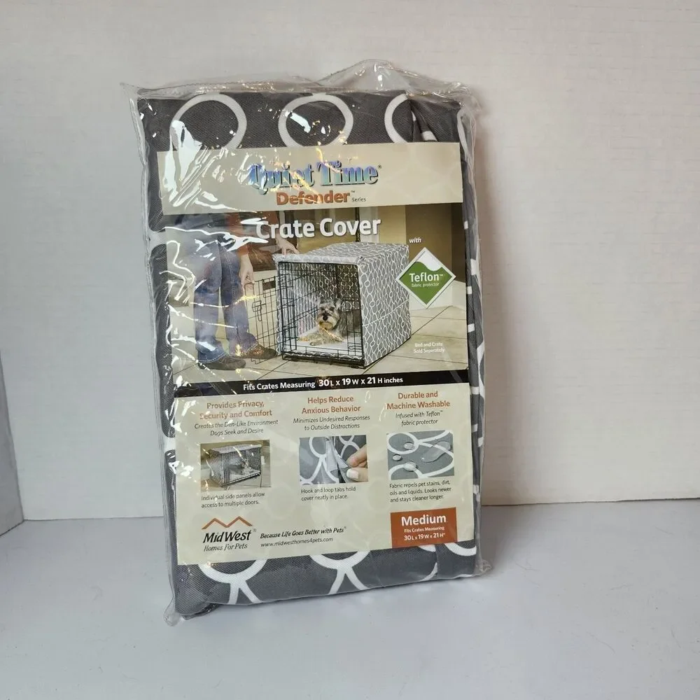 Midwest Quiet Time Defender Pet Crate Cover Gray Pattern 30